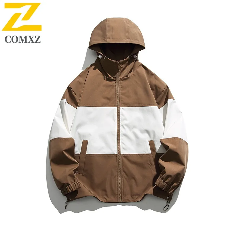 

COMXZ 2025 Мужская летная куртка с капюшоном, повседневное пальто, весна-осень, большой размер, спортивная уличная модная верхняя одежда, модная