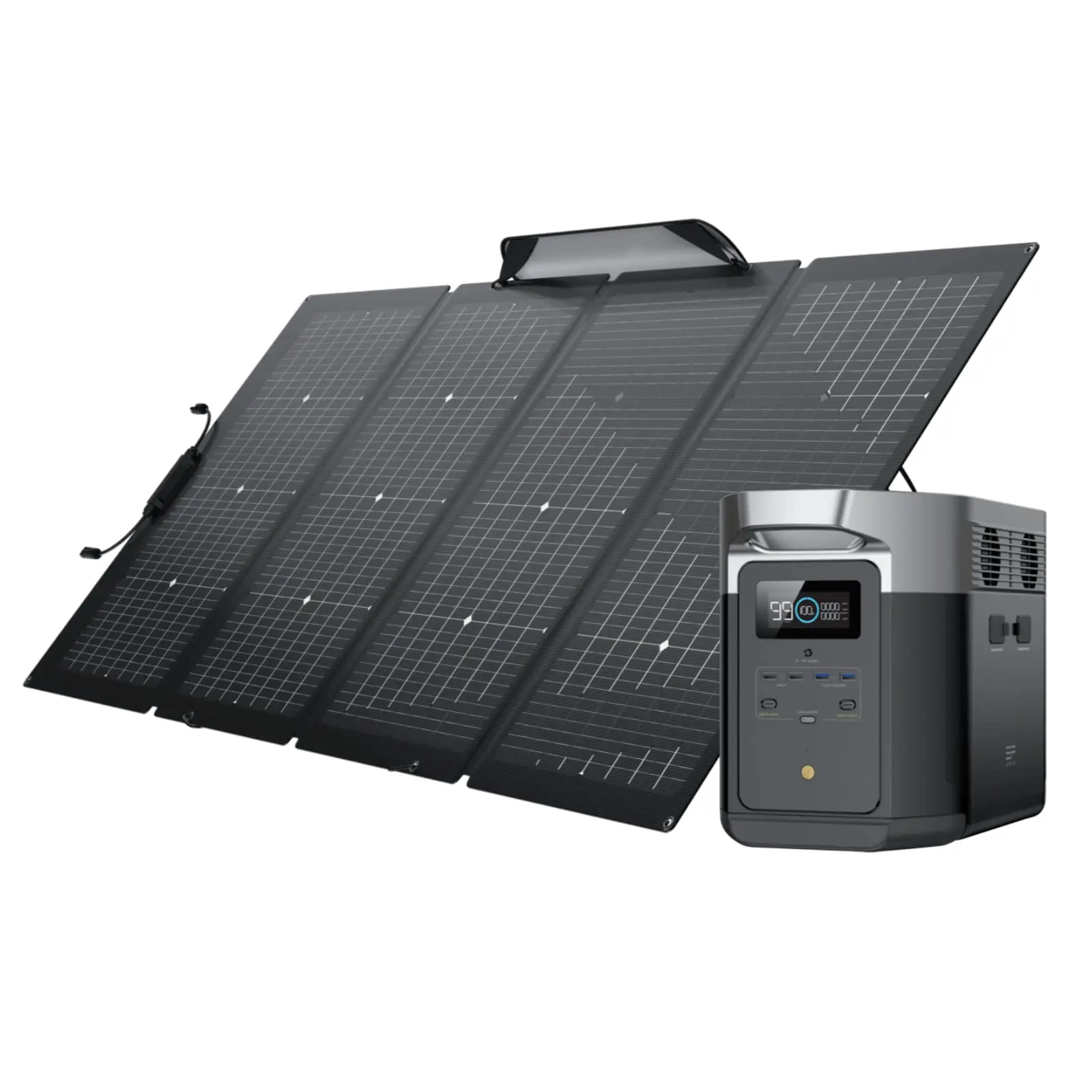 

ECOFLOW Solar Generator DE LTA Max (2000) 2016Wh with 220W Solar Panel, 6 X 2400W (5000W Surge) AC