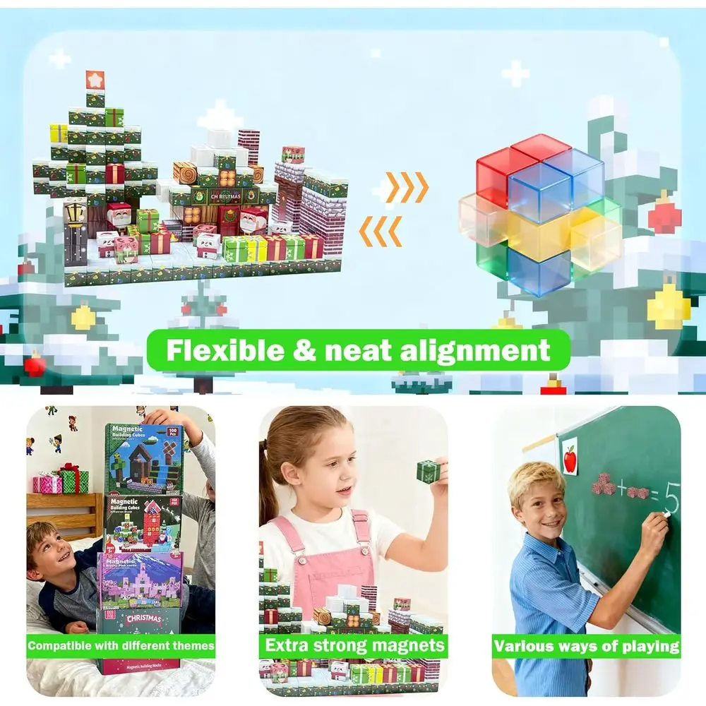 300-częściowy magnetyczny zestaw do budowania - edukacyjne zabawki STEM dla dzieci od 3 lat, idealne na Boże Narodzenie i urodziny