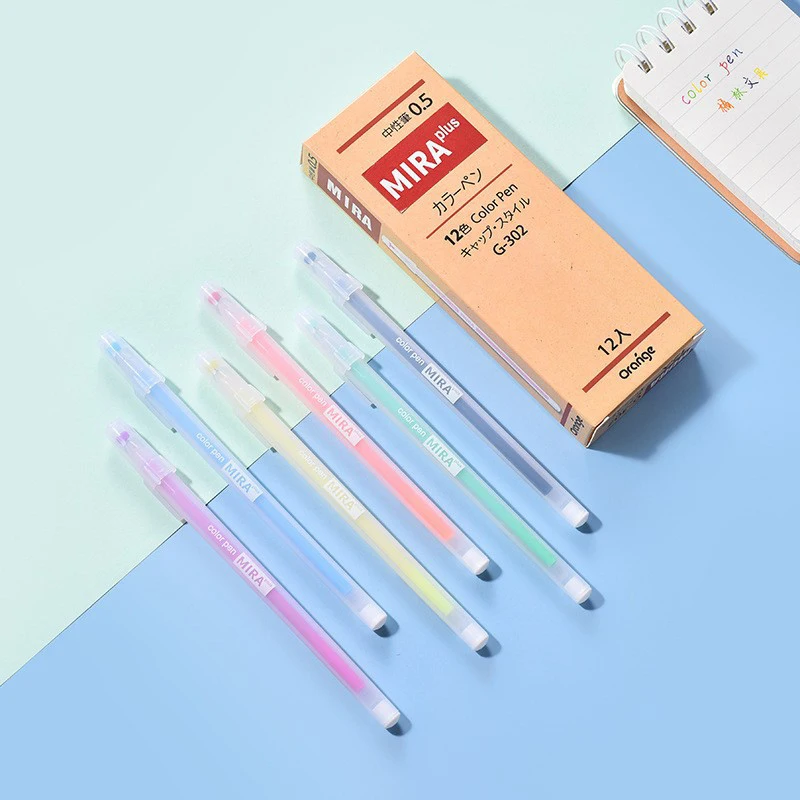 2/12Pcs Simple Frosting Gel Pens Transparent Ballpoint Pen Quick Drying Smooth Writing Neutral Pens School Supplies Gifts