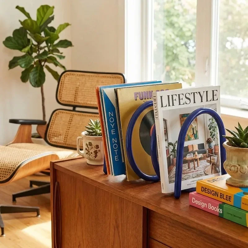Modern Nordic Corner Bookshelf, Spring Style Tabletop Storage Rack, Multi-Layer Furniture Decor for Living Room Home