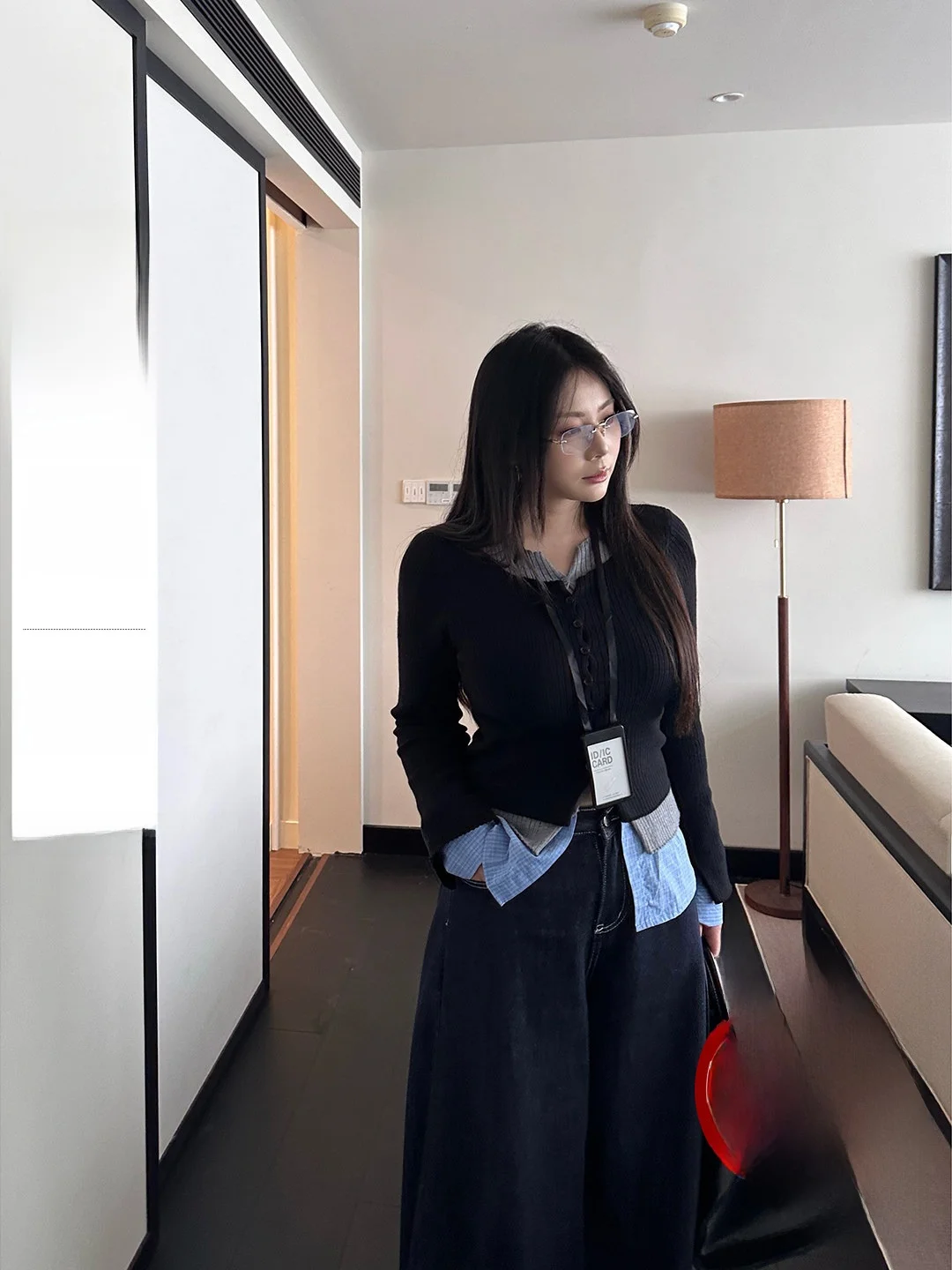 

Вязаный кардиган большого размера с эффектом двухслойности, длинными рукавами, в корейском стиле, для пышных дам, осенняя коллекция