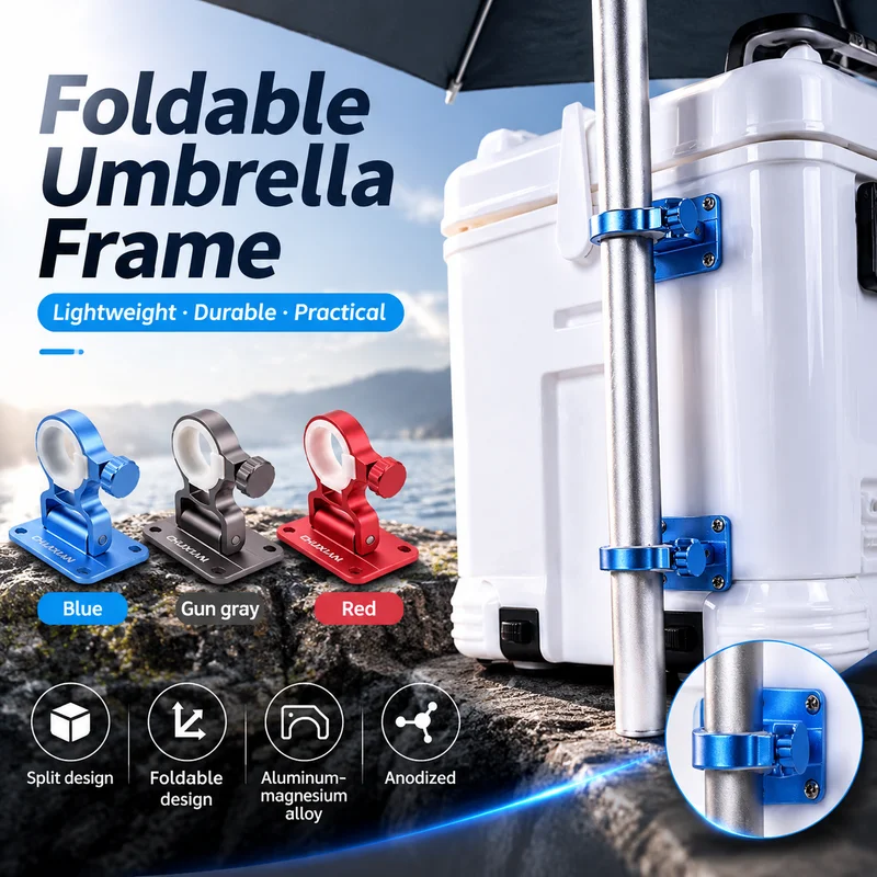 Aluminum Magnesium Alloy Folding Umbrella Holder Detachable Bracket for Fishing Box Portable Angling Tackle Accessory
