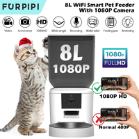 Automatic Feeder for Cats Dogs with Camera HD 4L/8L Furpipi HD 1080P 2.4G/5GWiFi Time Setting Feeder for Pets Dogs Cats Bowls