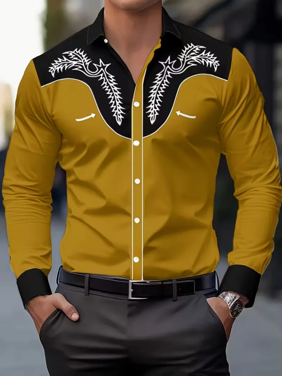 

New men's business-style button-down shirt, long-sleeved lapel summer shirt, fashionable and stylish casual top