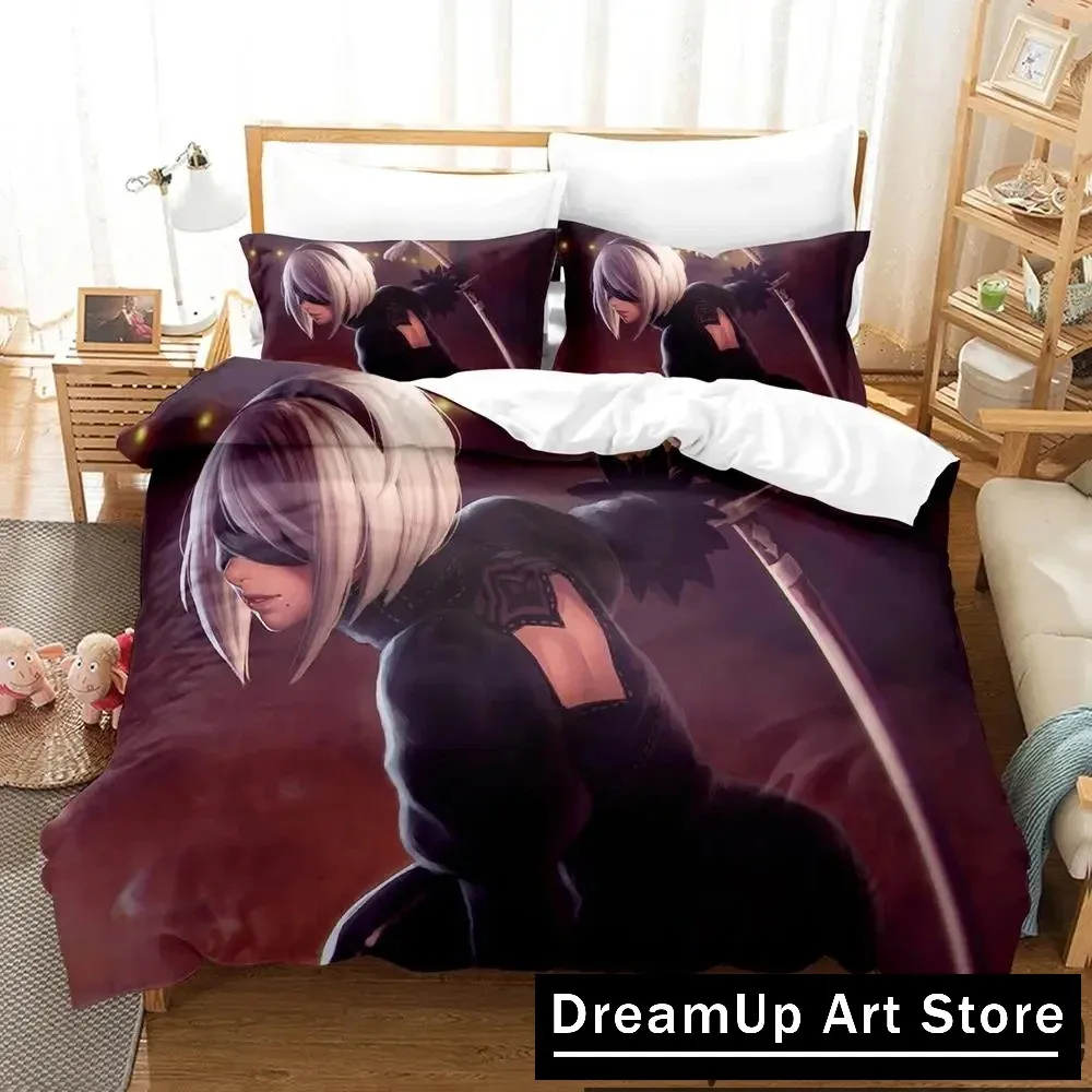 3D Print Anime Game NieR Automata 2B Bedding Set Cute Quilt Cover Bed Cover With Pillowcase Twin Single Queen King Size