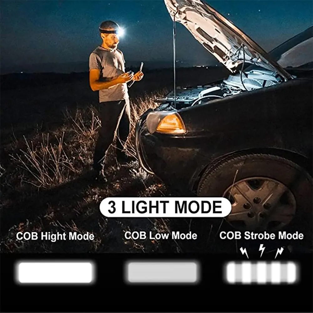 C9 Camping Led Mini Headlights Portable Cob Headlamps Waterproof Head Front Light With 3 Switch Modes Led Lights