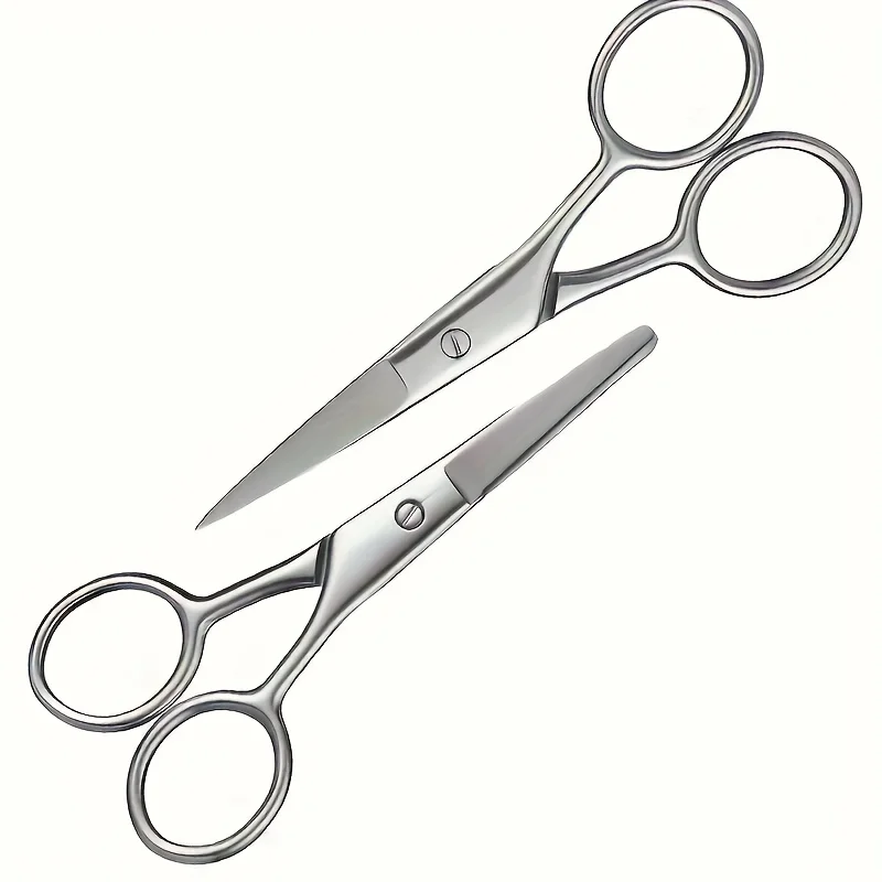 1/2 Stück Edelstahl-Haarschneideschere, geeignet für Wimpern, Bart, Augenbrauen, Wimpern, Nase, Haar, Maniküre, Pediküre-Werkzeug