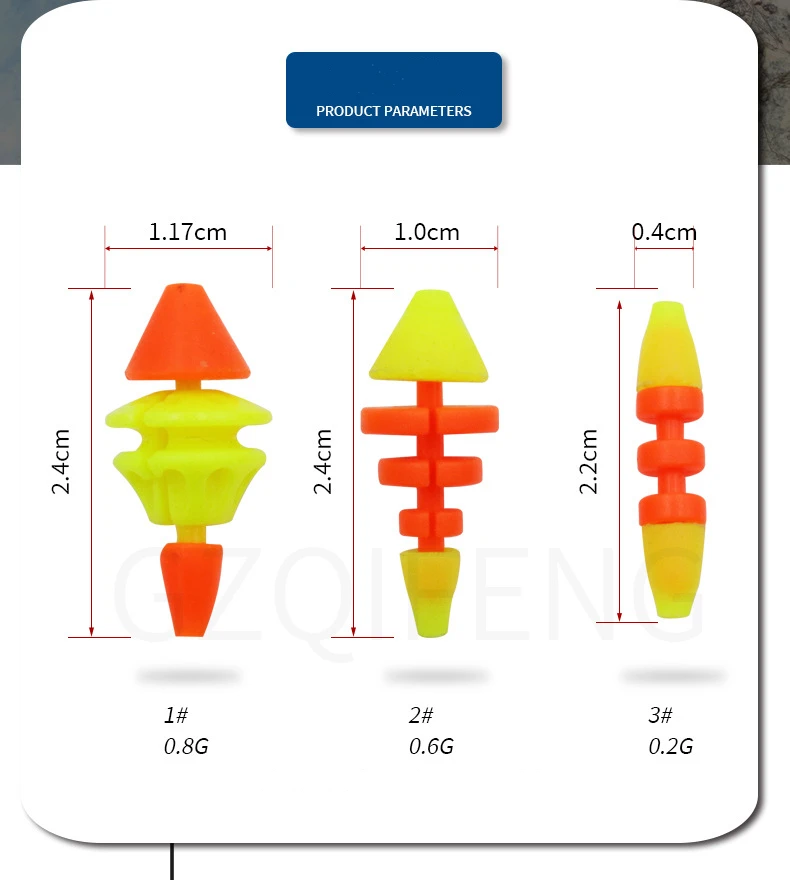ZYZHE 5 Stück/Set Apo Float Angelzubehör 0,2/0,6/0,8G Verhindert das Herunterrutschen des Schwimmers Meeresfelsen-Angelwerkzeug – Detail 2
