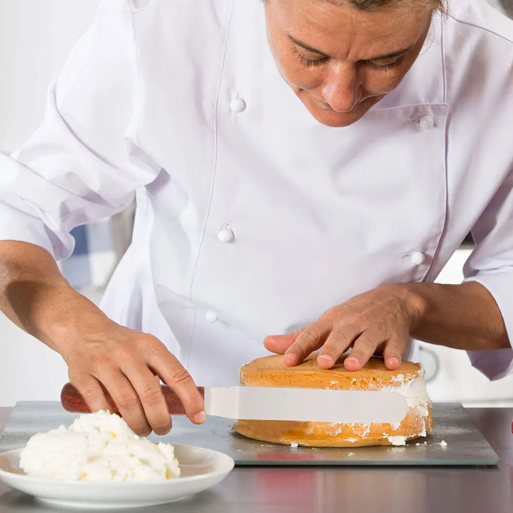 

2 шт., шпатель для масла из нержавеющей стали, деревянная ручка, инструмент для выпечки, скребок для торта, более гладкий кухонный гаджет, разбрасыватель крема, портативный