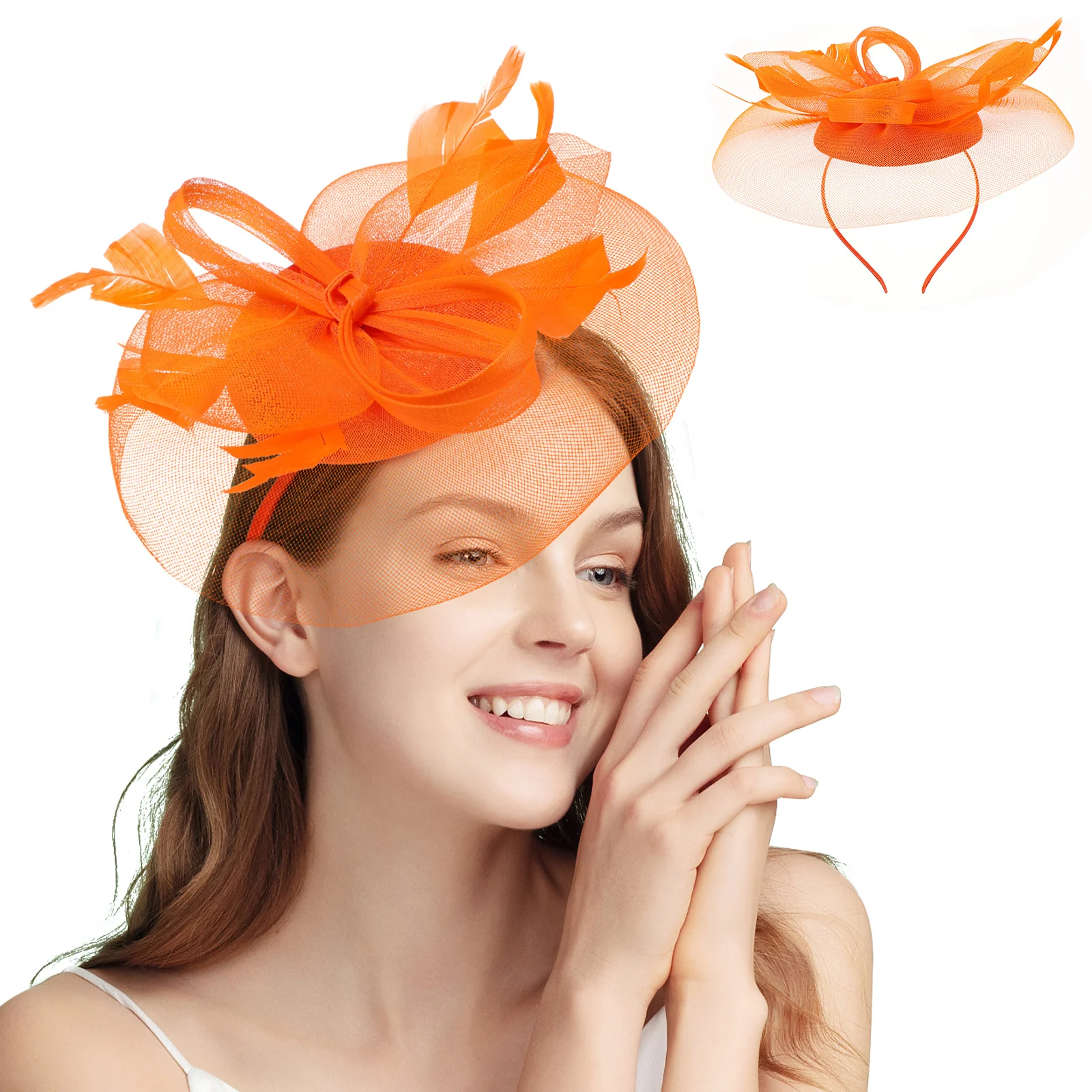 

Bridal Hair Accessories Fascinators Headband Women Hat Woman Orange Hats for Ladies