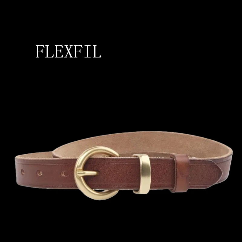 flexfil-女性ヴィンテージレザーベルトメタルシンプルファッションクラシックブランドファーストレイヤー牛革ウエストストラップジーンズ女性ベルト