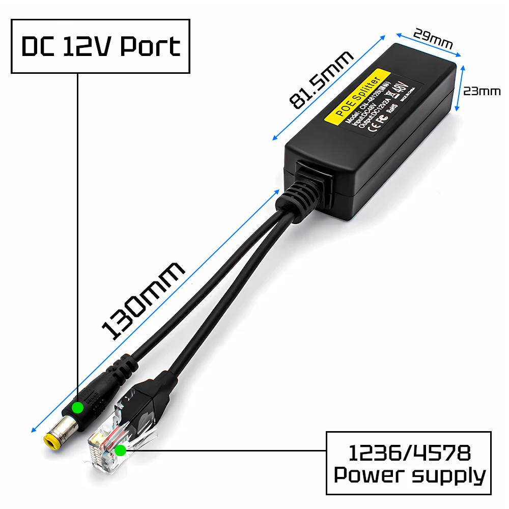 WGWK POE Splitter 48V To 5V 12V POE Camera Injector Power Adapter Cable Supply For Huawei Hikvision For CCTV IP Camera Extender