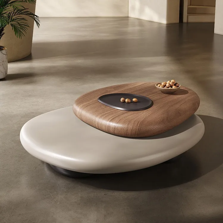 Italian minimalist pebble rotating oval coffee table creative size apartment household living room coffee table table