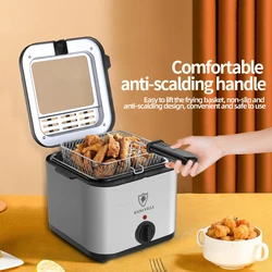 Electric Deep Fryer with Basket for Crispy and Delicious Fries, Deepfrier with a Thermometer,Kitchen Cooking Tools,110V220V,2.5L