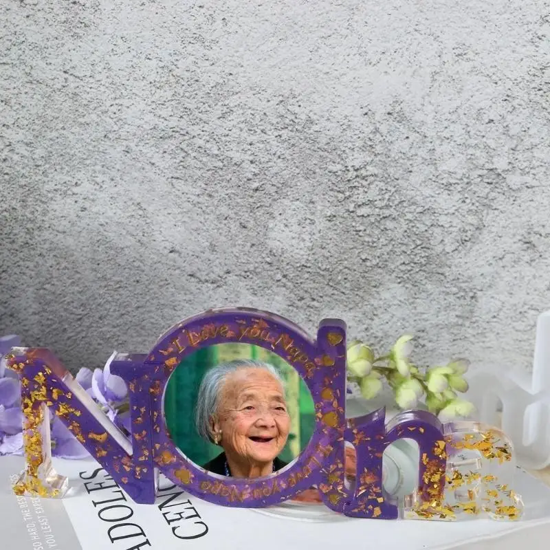 A52E Foto Rahmen Epoxy Harz Form Liebe Familie Foto Rahmen Silikon Form Desktop Ornamente Display-ständer DIY Handwerk – Detail 4