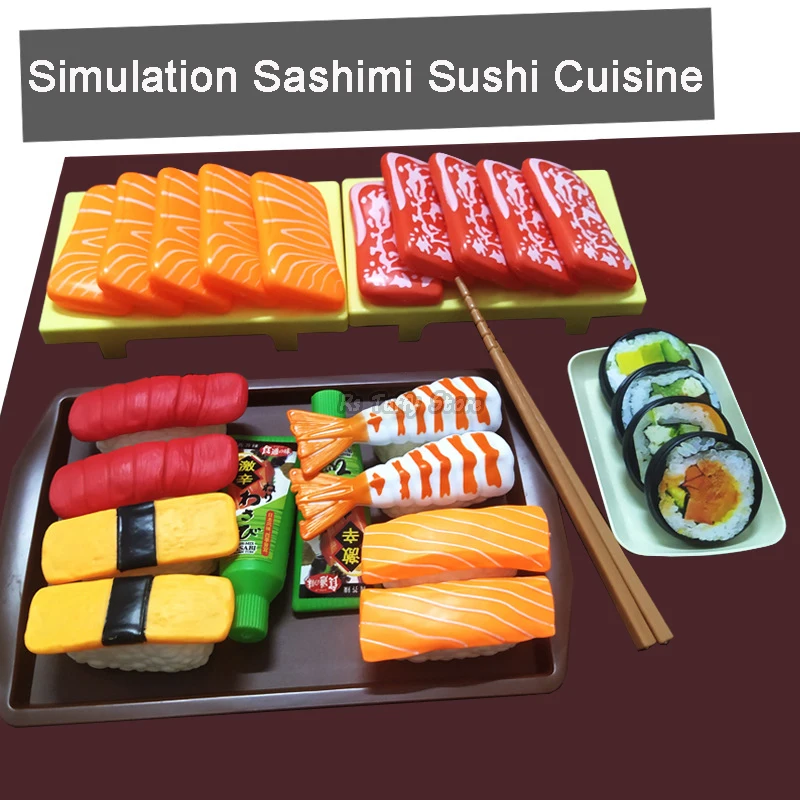 Simulation de faux rouleaux de sushi pour enfants, jouets de simulation de nourriture japonaise, stade de crevettes Sashimi, cuisine, jeu de cuisine, ensemble de jouets de maison