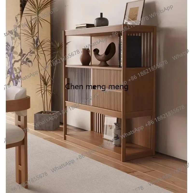 

K153 Solid wood tea cabinet shelf integrated sideboard against the wall New Chinese living room sofa side cabinet