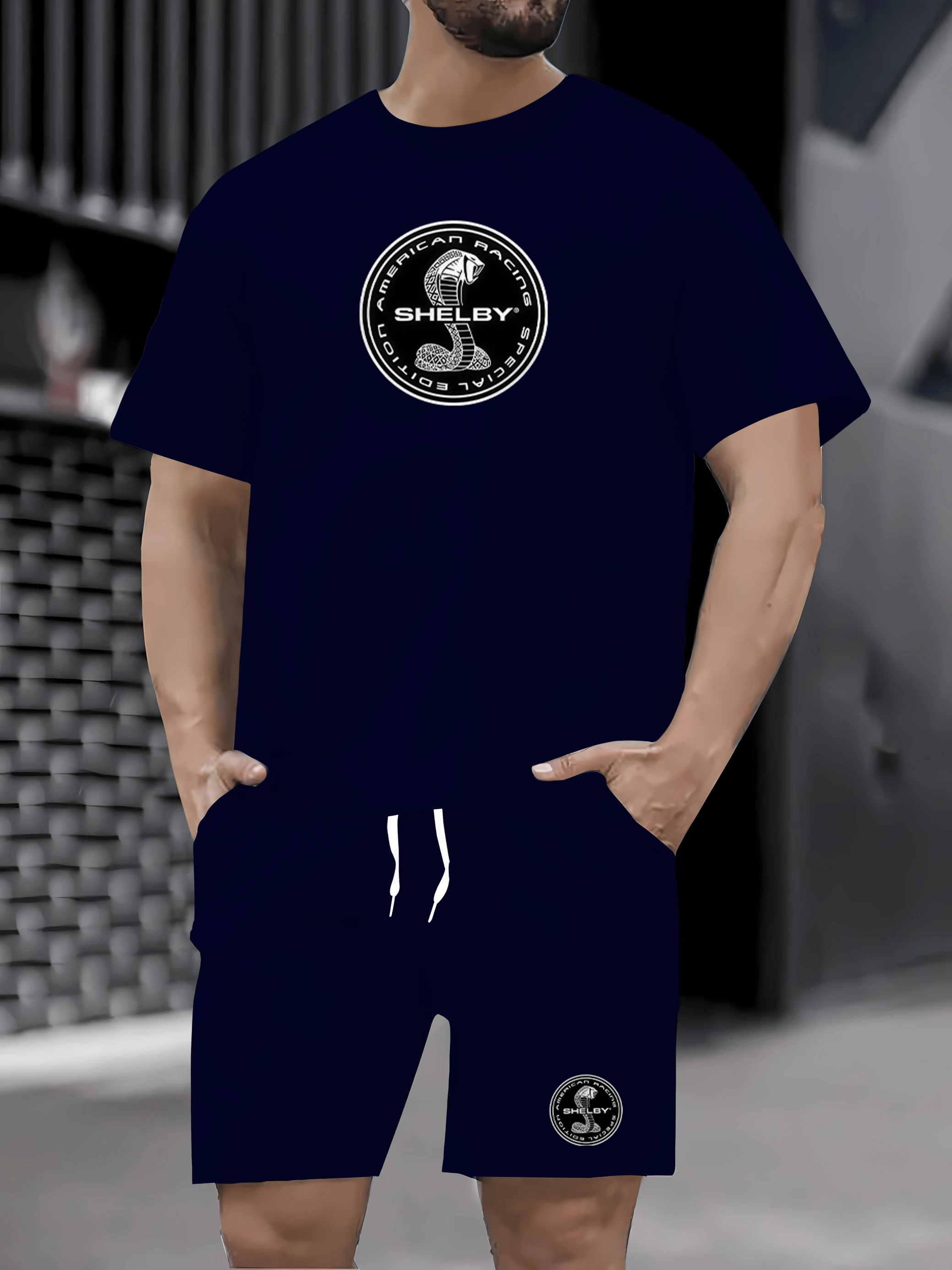 

2025 Summer Men's Panda Cute Printed Set Trendy Comfortable Leisure Fashion Shopping Short sleeved T-shirt+Shorts Set Adult Spor