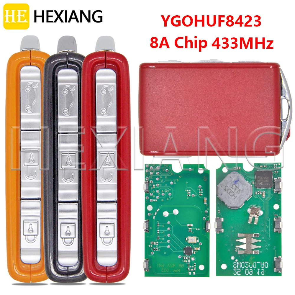 

HE YGOHUF8423 8A 433 МГц цветной бесконтактный умный автомобильный дистанционный ключ для Volvo S90 S60 S40 XC60 XC90 2016 2017 2018 2019 2020 2021