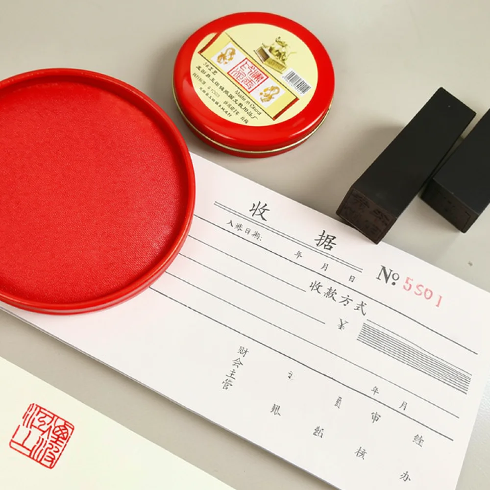 Portable Metal Case Quick Dry Stamp Ink Pad Red Impression Pad For Accounting Office Stationery Document Stamping Tool