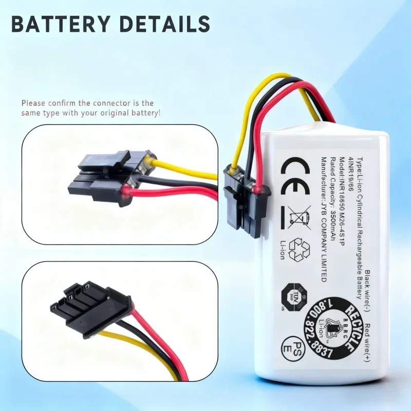 

14.8V 3500mAh Li-ion Battery Replacement for iRobot Roomba Combo Essential Vac Essential Q011 Q012020 Y0110 Y0140 Y011240