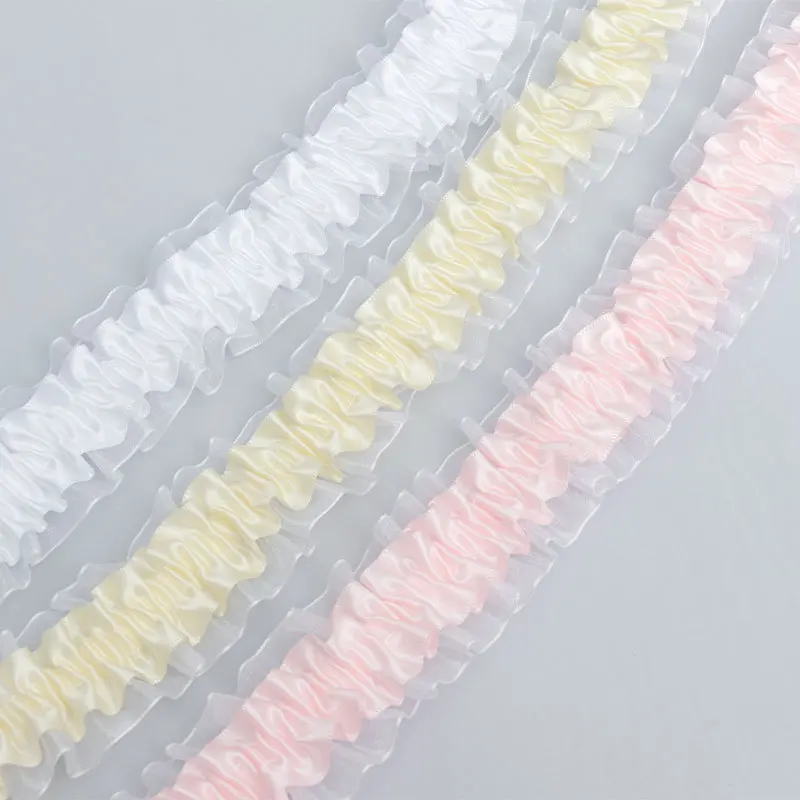 20 Yards Polyesterband, 38 mm Breite, für DIY-Bastelarbeiten, Kleidung, dekorative Spitzenbänder, Bekleidungszubehör, elastisches Rüschenband – Detail 1