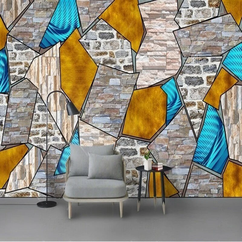 

MU9157 Modern and simple color block Mosaic brick-patterned TV home bedroom background wall
