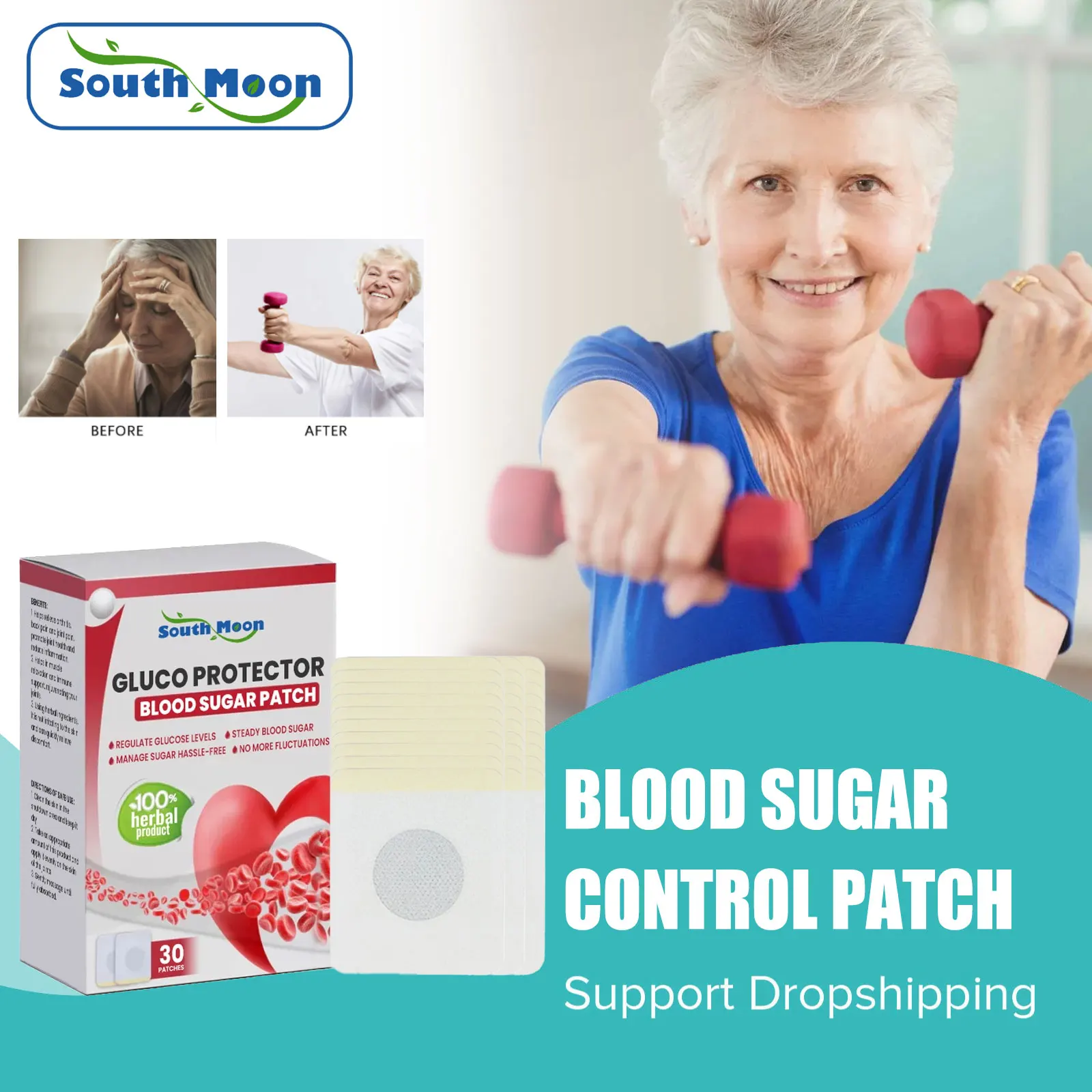 

South Moon Diabetic Patch Stabilizes Blood Sugar Level Lower Blood Glucose Relief Headache Hypoglycemic Medical Health Plaster