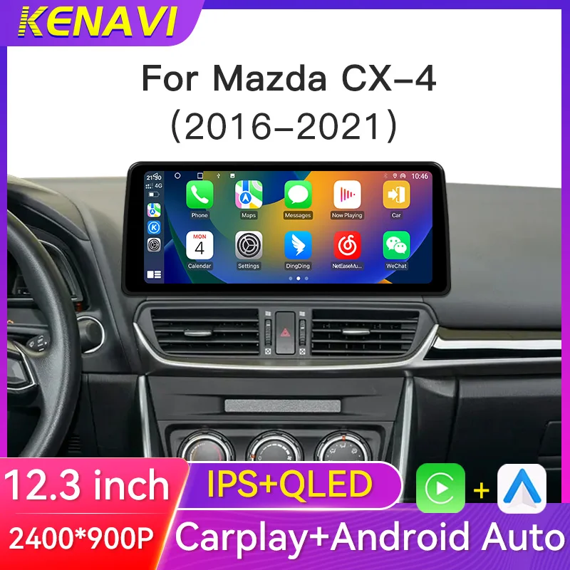 12.3inch 2K 2400X900 Car Radio For Mazda CX-4 2016 - 2021 Wireless Carplay Android Auto Car Lntelligent Multimedia Video Player