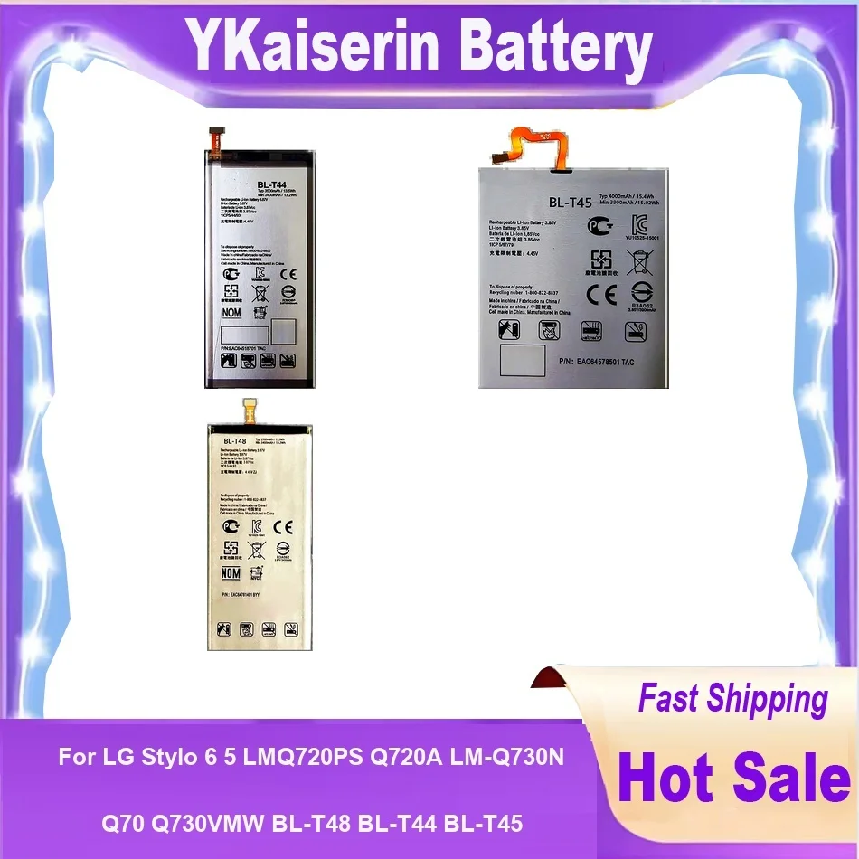 Mobile Phone Battery BL-T48 BL-T44 BL-T45 For LG Stylo 6 5 LMQ720PS Q720A LM-Q730N Q70 Q730VMW High-Capacity Batteries + NO