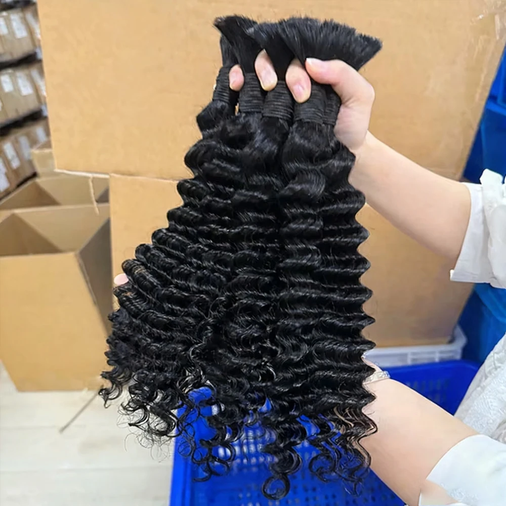 Boho tranças de cabelo humano onda profunda cabelo humano trança cabelo 14-24 Polegada pacotes de cabelo humano em massa 50g/100g culry crochê cabelo humano