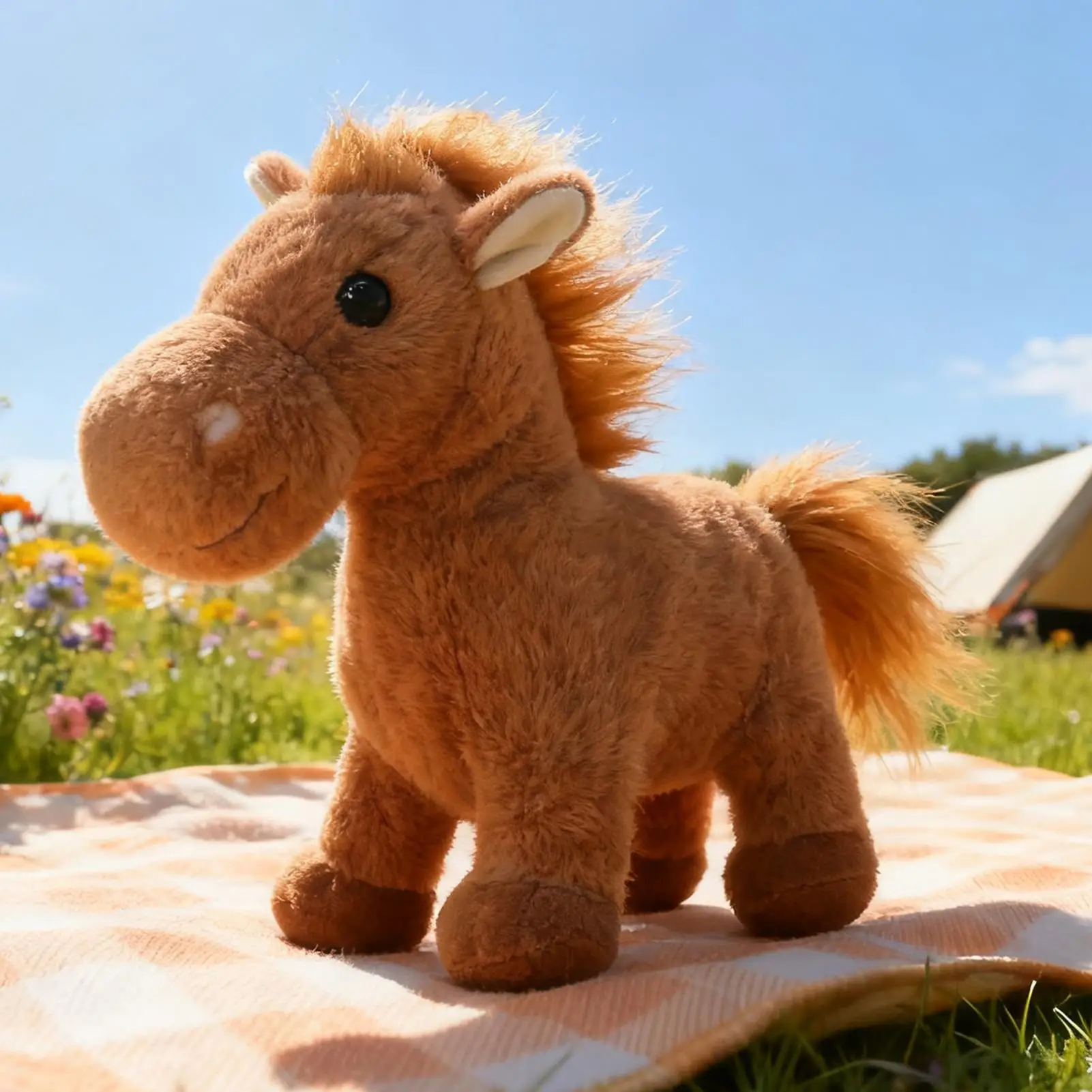 Peluche interattivo con bambola a forma di cavallo, morbido e carino, giocattolo di peluche elettrico parlante per esposizione di scaffali per soggiorno, camera da letto per bambini