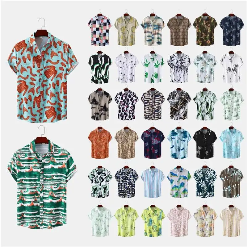 

Men's Summer Floral Print ort Sve irt Loose Fit Casual Printed Top for Warm Weather