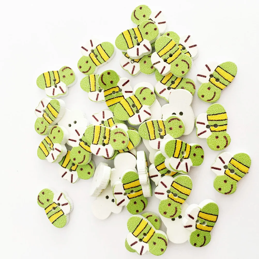 

100Pcs Bee Shaped Wood Buttons Ideal for Sewing Scrapbooking Calendars Albums DIY Decoration Crafts Wooden Bee Button