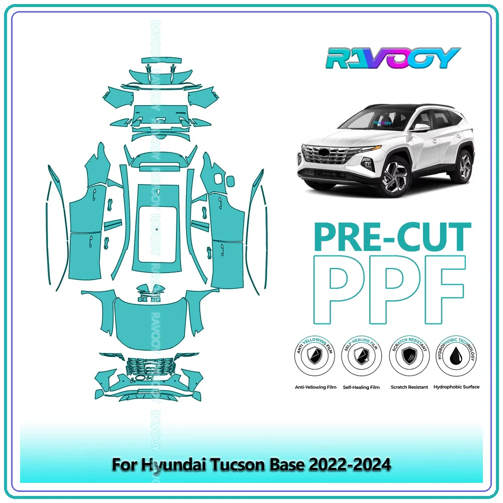 RAVOOY Custom-Fit Precut TPU PPF Full Vehicle Clear Bra Stone Guard EU UK For Hyundai Tucson Base 2022-2024