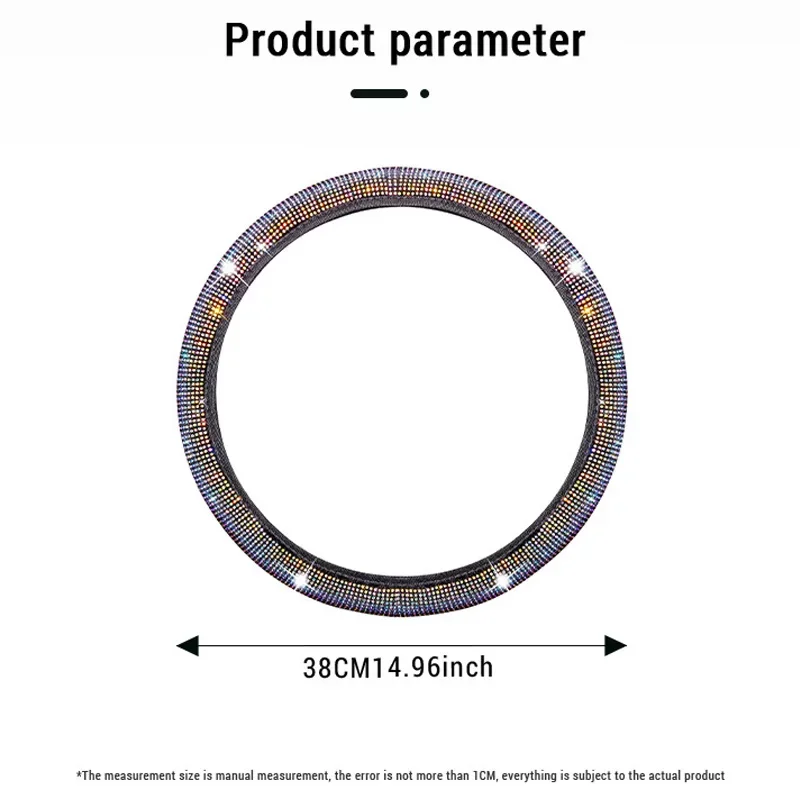 여성용 크리스탈 자동차 스티어링 휠 커버, 귀여운 반짝이 스티어링 휠 커버, 블링 라인석 다이아몬드, 자동차 스티어링 보호