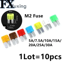 10pcs 5A 7.5A 10A 20A 25A 30A AMP Micro 2 Long Leg Fuse 9mmx15.5mm Mini M2 Long Foot Automobile Fuse Insert