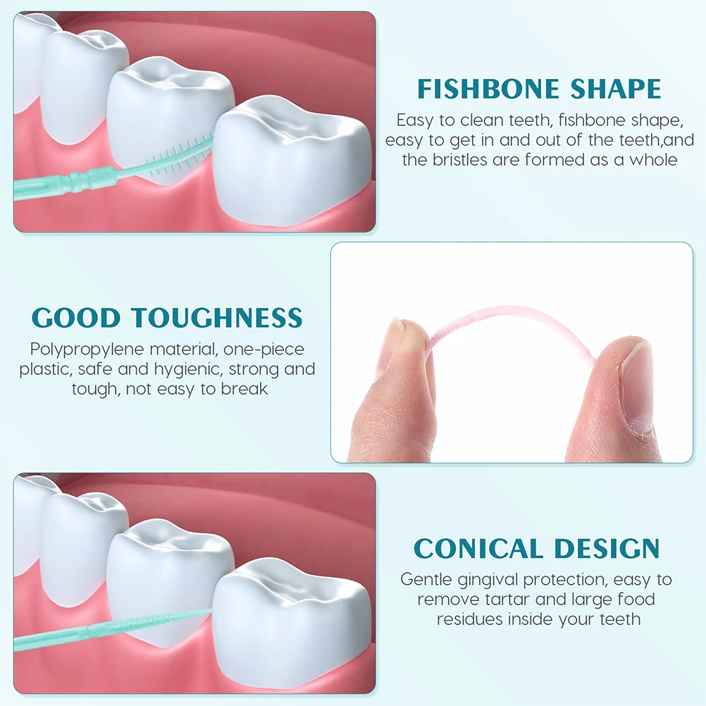 

6 Boxes Double ended Toothpick Brush Polypropylene Braces Cleaning Portable Interdental Brushes Dental Floss Travel Home Office