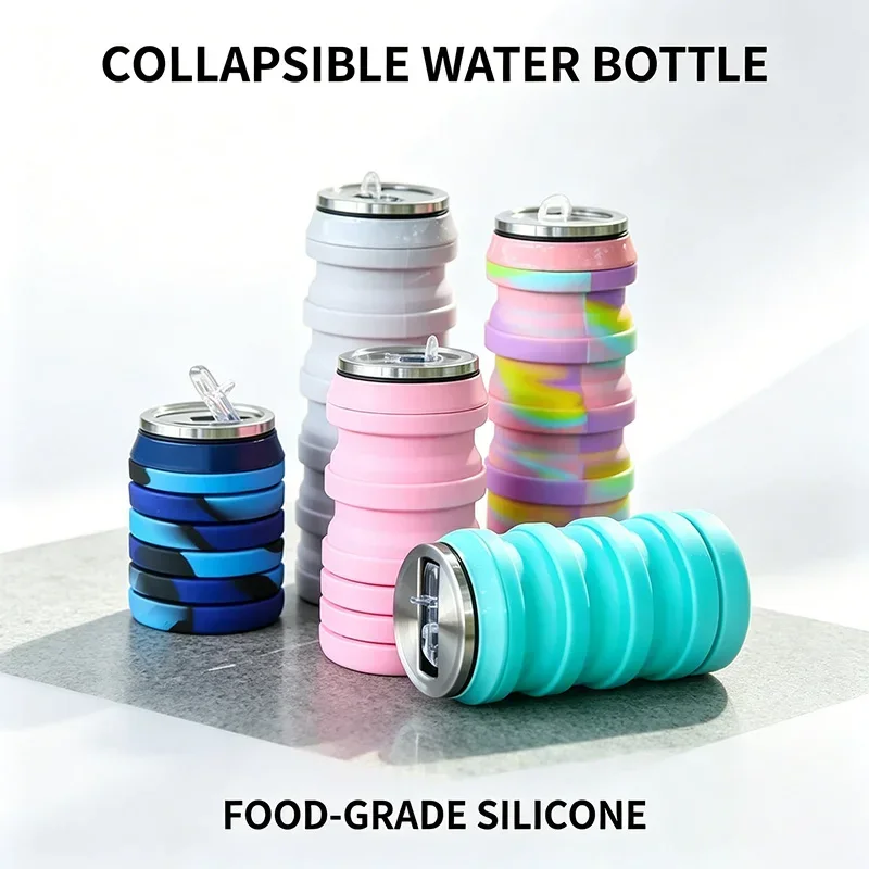 480ML Retractable Silicone Water Bottle Collapsible Cup Outdoor Travel Sport Drink Bottle YDSH03 view 2