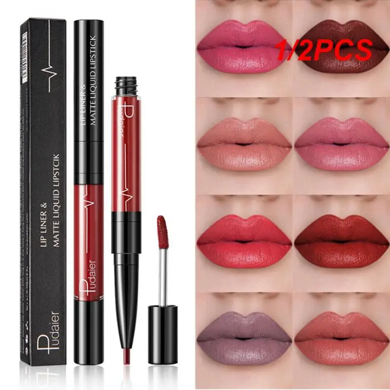 1/2PCS Waterproof Long-lasting Formula Smooth Texture Easy-to-use Double-headed Lip Product Long-lasting Cosmetics