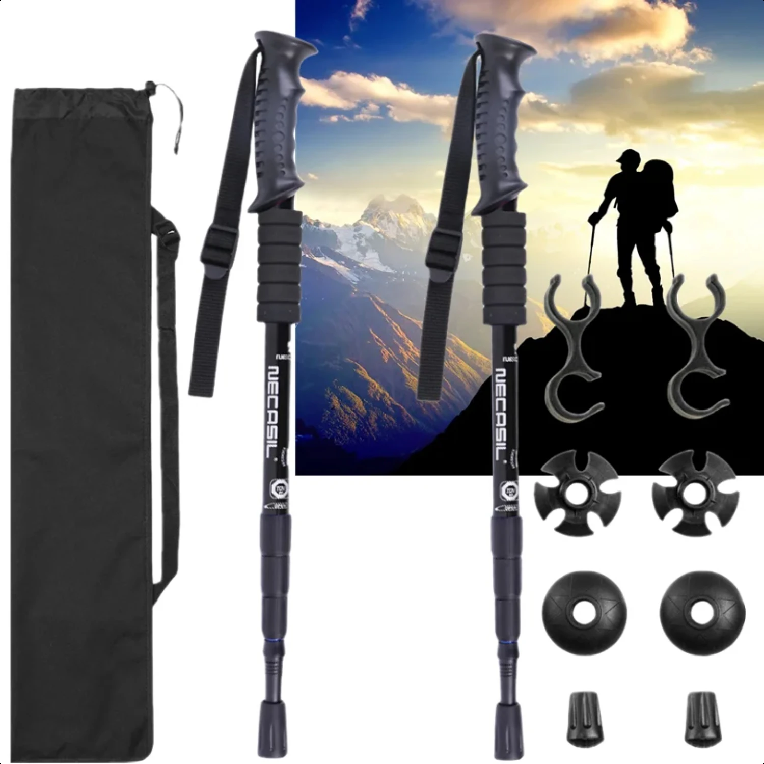 2 unids/lote bastones de Trekking bastón nórdico bastón para caminar campamento de esquí de aluminio bastón telescópico bastones para senderismo al aire libre muletas