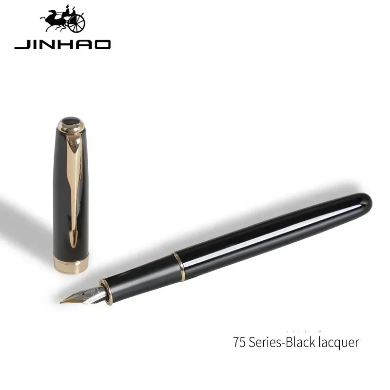 Imagem -05 - Jinhao-caneta-tinteiro de Metal Preto e Vermelho Tinta Clássica Caneta de Escrita Finanças Negócios Escritório Material Estudante Papelaria Escolar 75