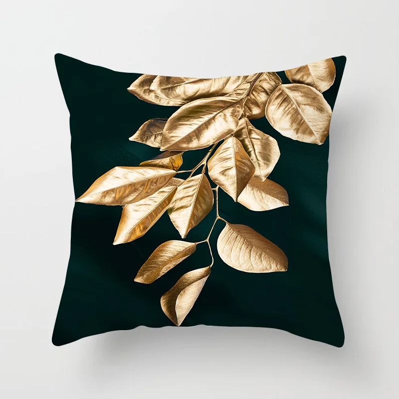 45*45cm Home Sofa Pillow Cover  Decor Geometric Series Peach Leather   Luxury Gold Decorative Cushion