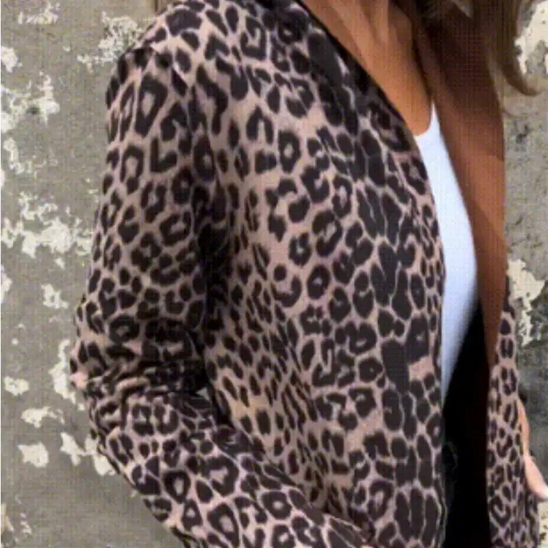 Womens Leopard Coat Jacket Cardigan 2024 Winter Open Front Hooded Pockets Jacket Coats