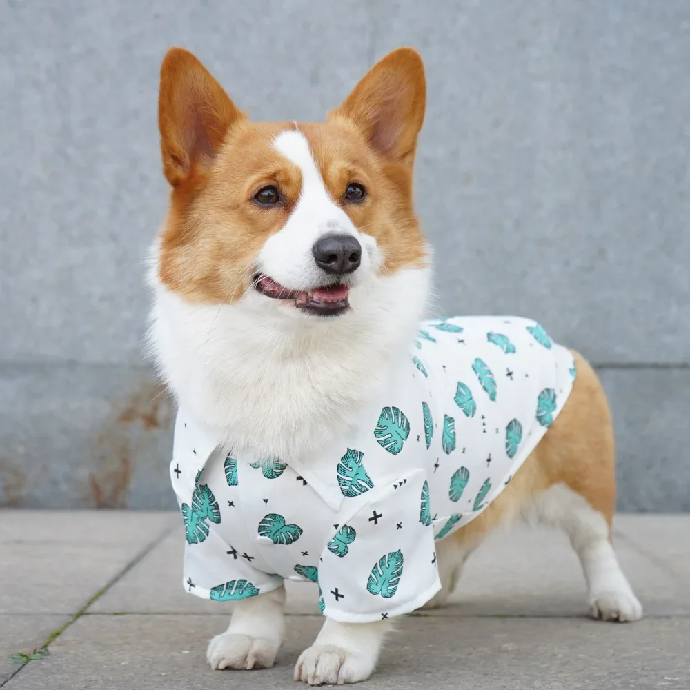 

Fashion Dog Clothes Shirt Summer Teddy Corgi Pet Costume Hawaii