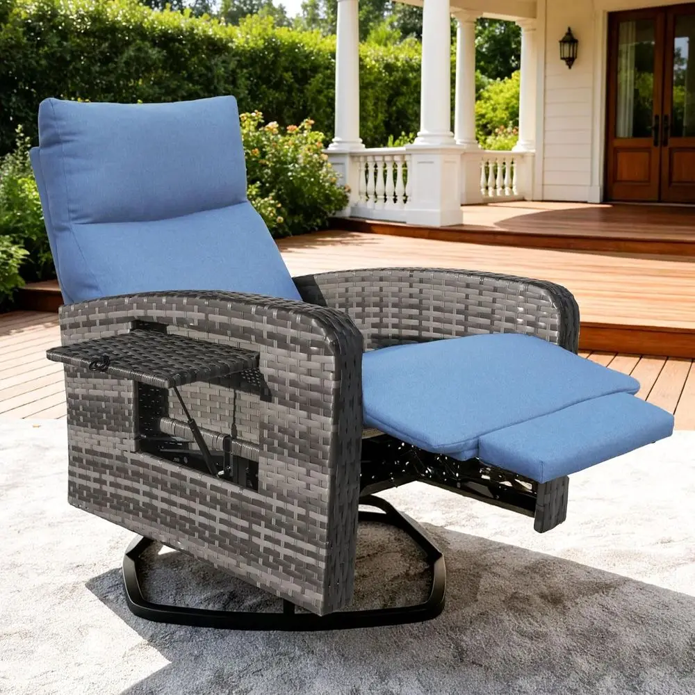 

Outdoor Recliner Chair, Wicker Patio Recliners with Adjustable Backrest and Extended oot Rest, Reclining Patio Chairs with lip T