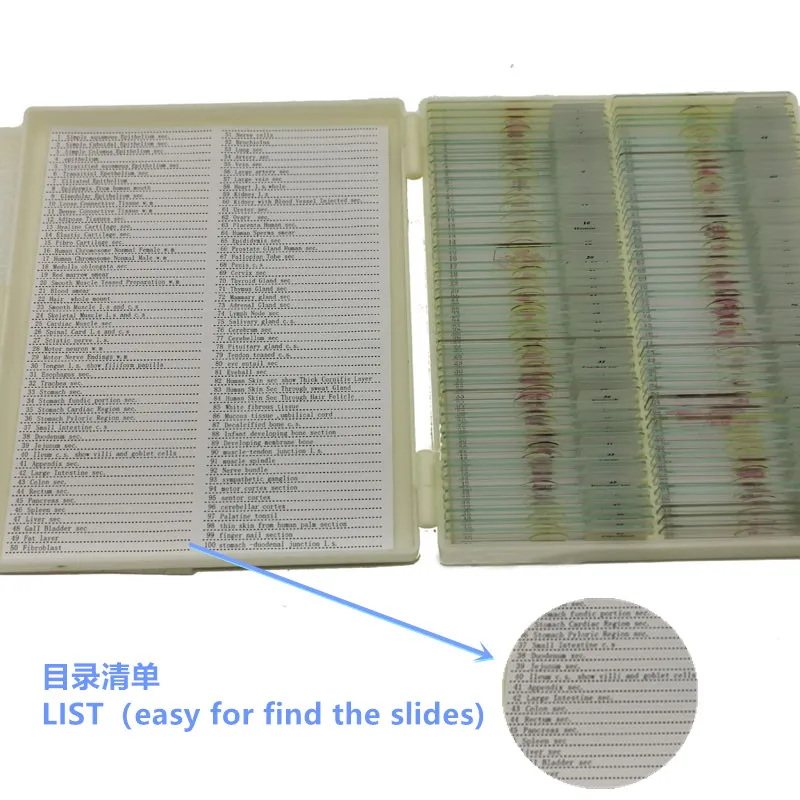 100 Pieces Set School Supplies Prepared Animal Histology Slides for Educational Student