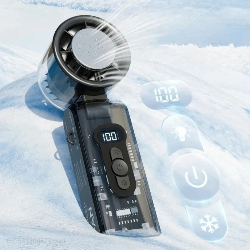 

High Speed Folding Refrigeration Fan, LED Digital Display Mini Portable USB Charging Fan, 100 Gear High Wind Power Handheld Fan