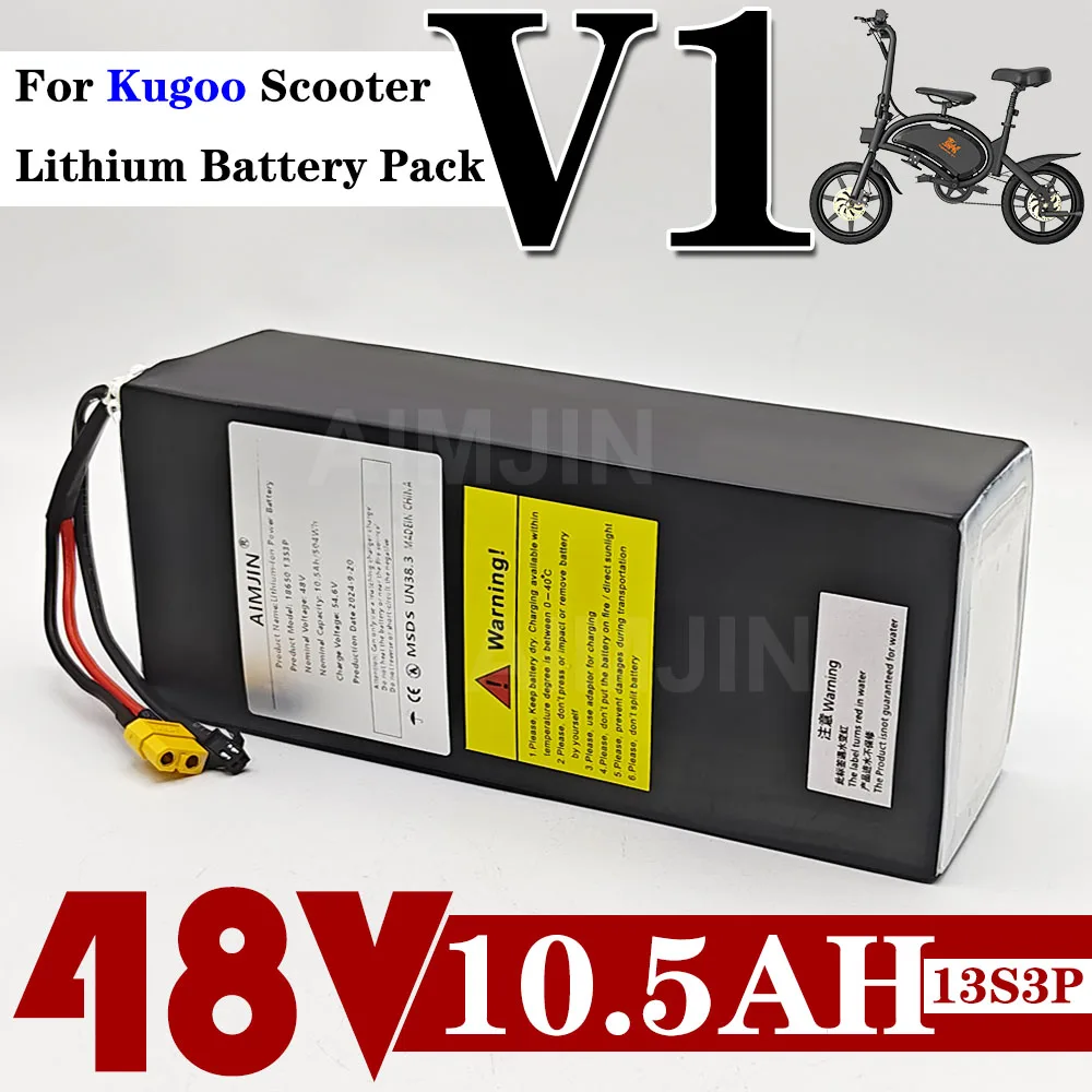 For Kugoo V1 Bicycle Battery 48V 10500mAh/504Wh 13S3P Lithium ion Battery Pack With BMS